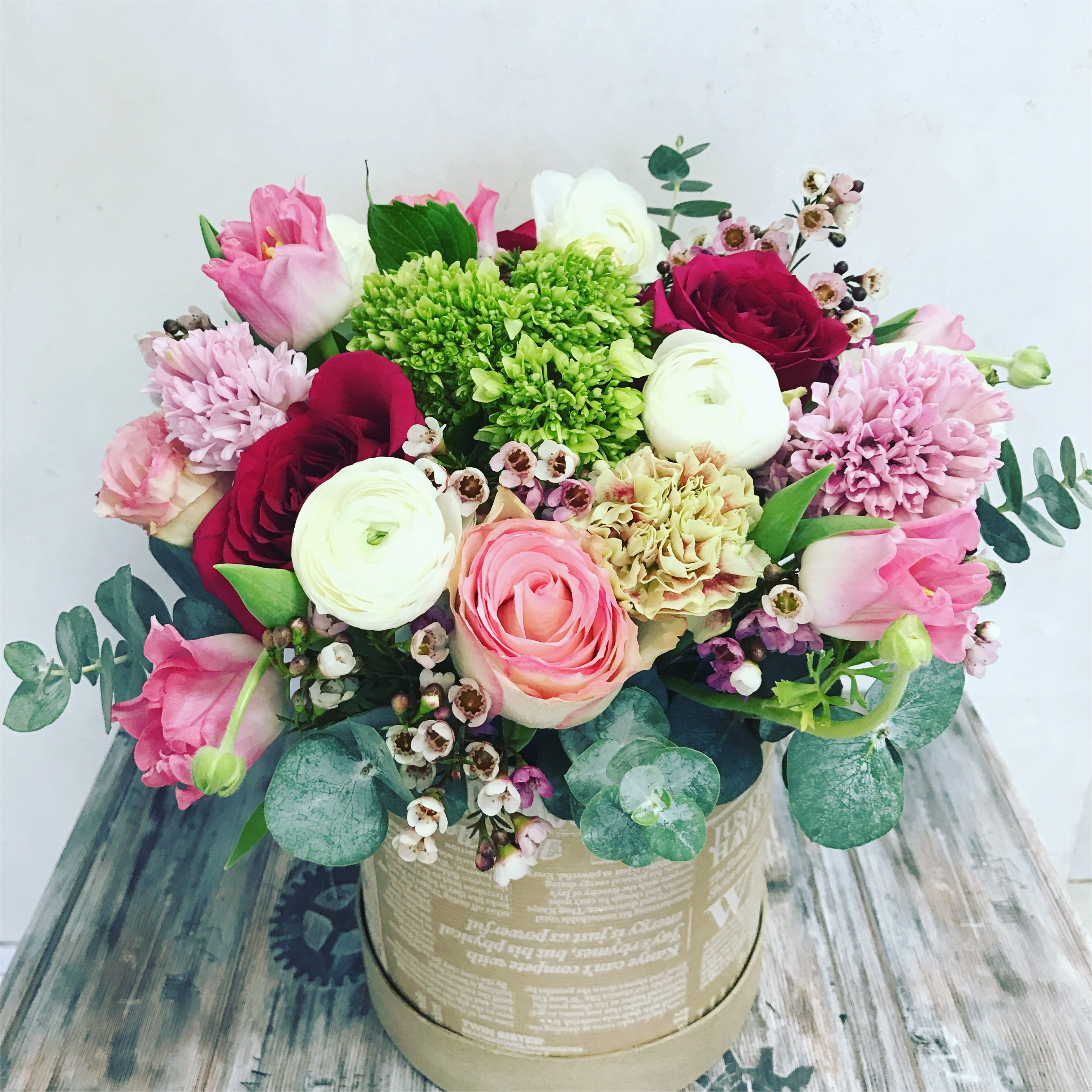 mix box of flowers by snowdrop flowers