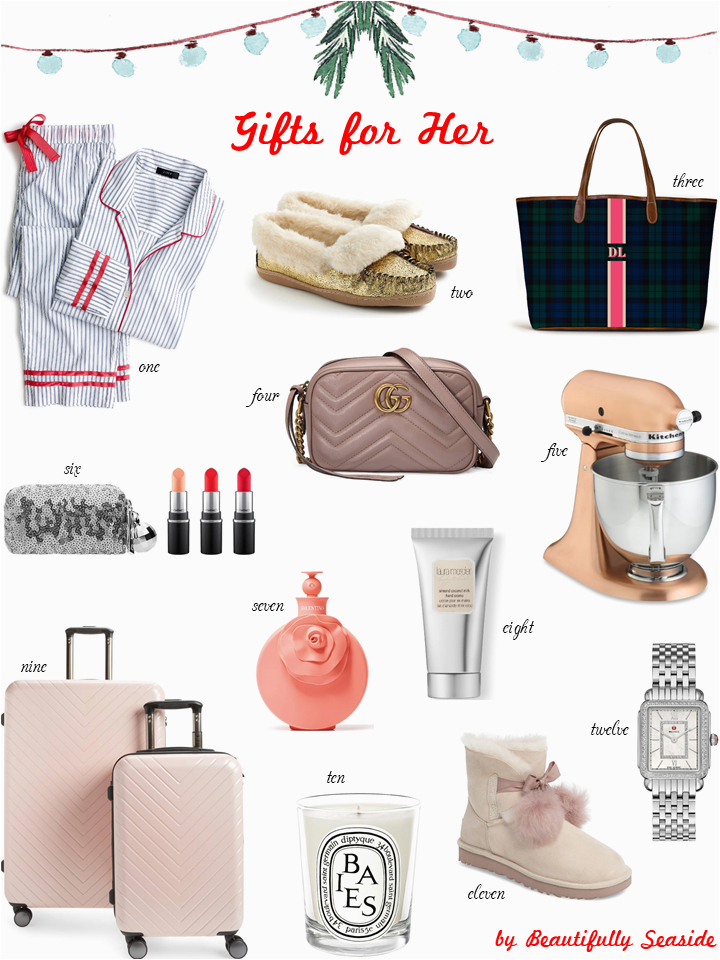 holiday gift guide for her beautifully seaside