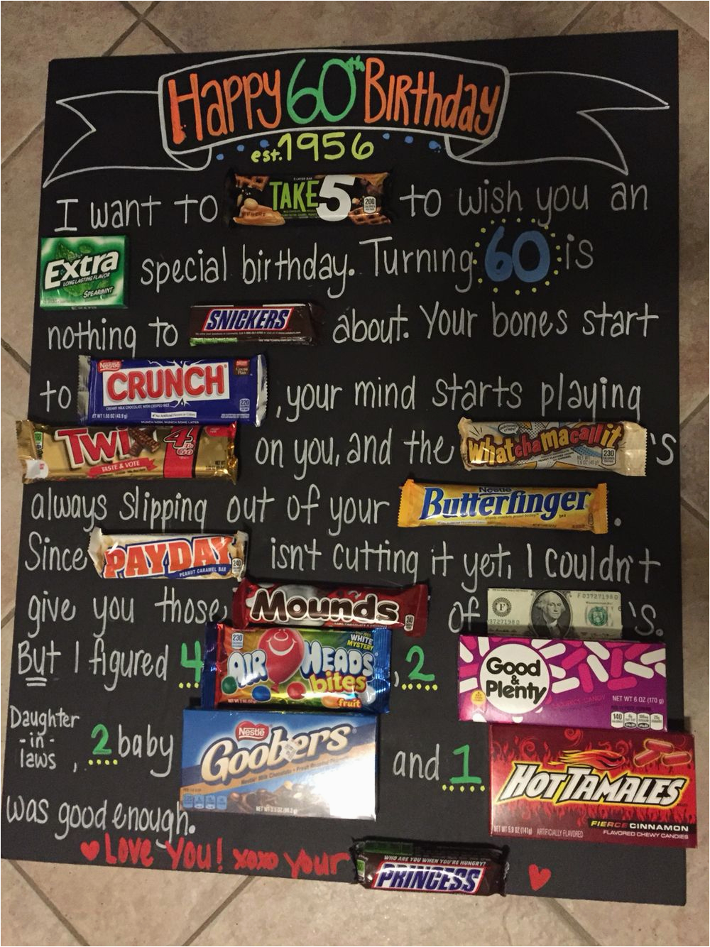 dad 39 s 60th birthday candy board pparty tricks ideas