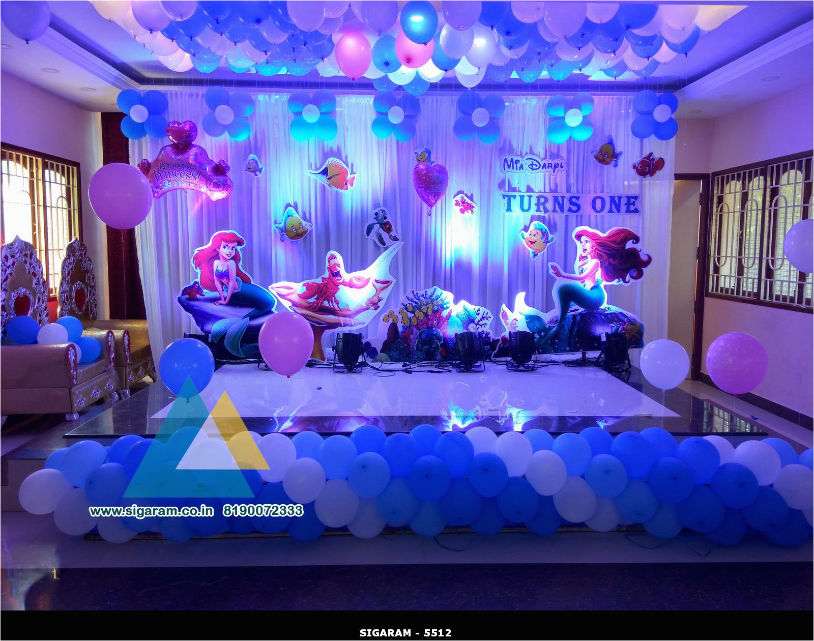 little mermaid themed birthday decoration celebration hall pondicherry