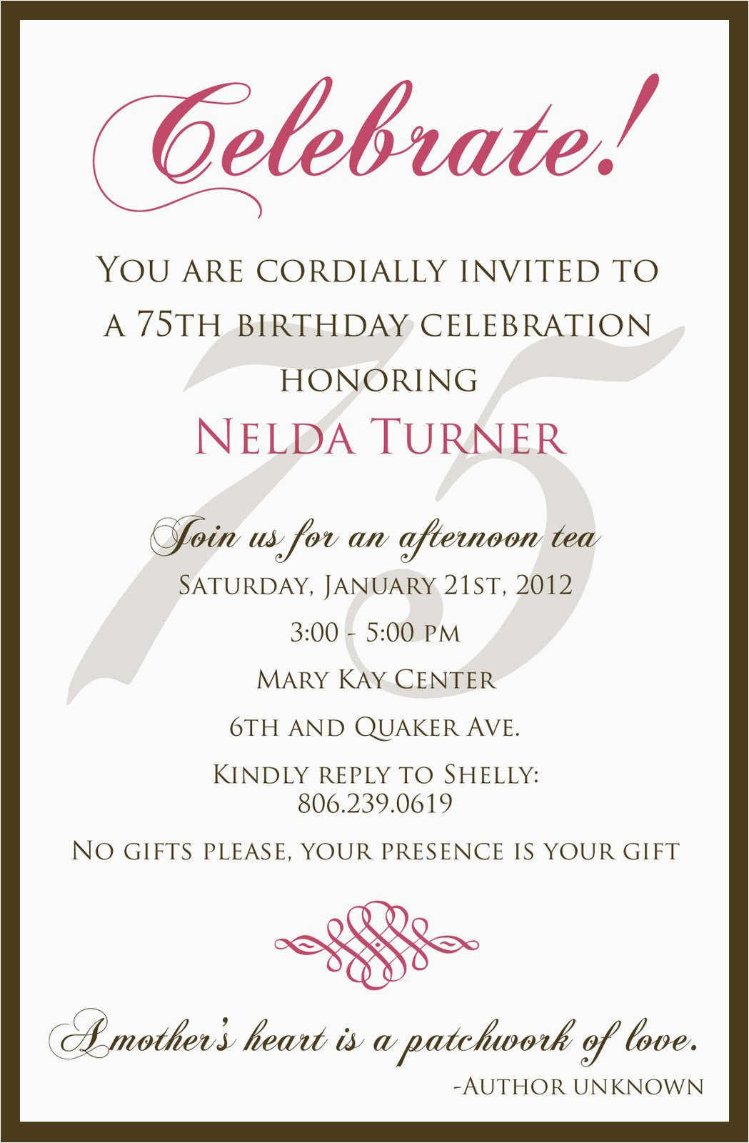 75 birthday invitation