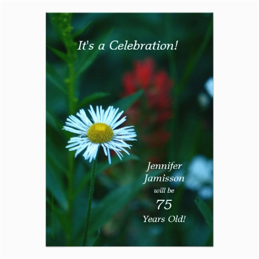 75 years old birthday party invites white flower 161624457931651951