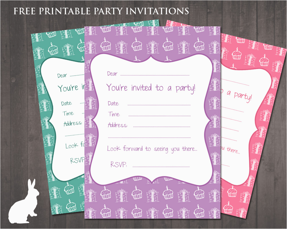 3 free printable party invitations cake and presents