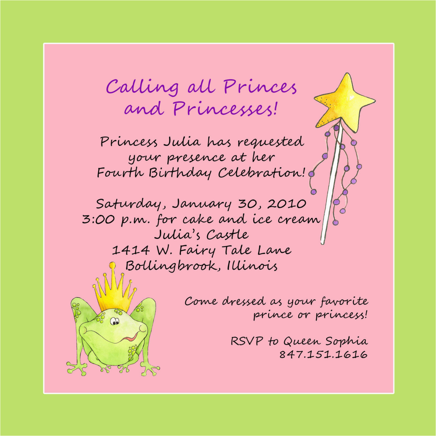 Birthday Invitation Poems Princess Theme Birthday Party Invitation 