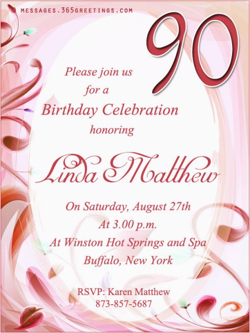 90th birthday invitation wording