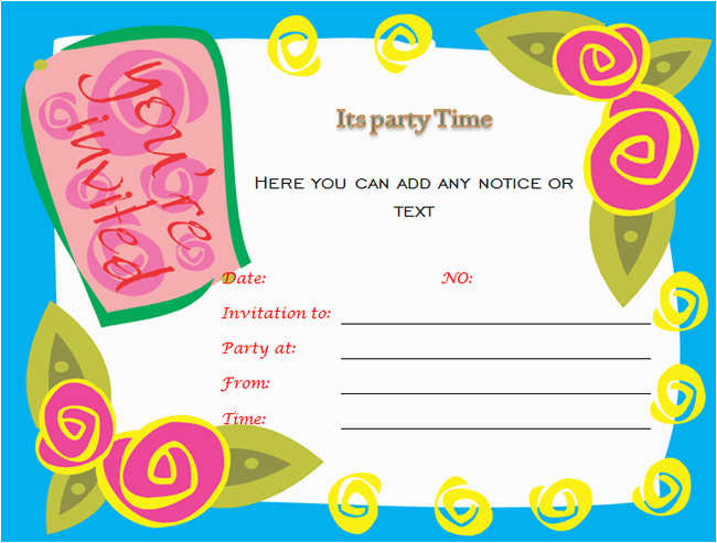 birthday party invitations microsoft word templates