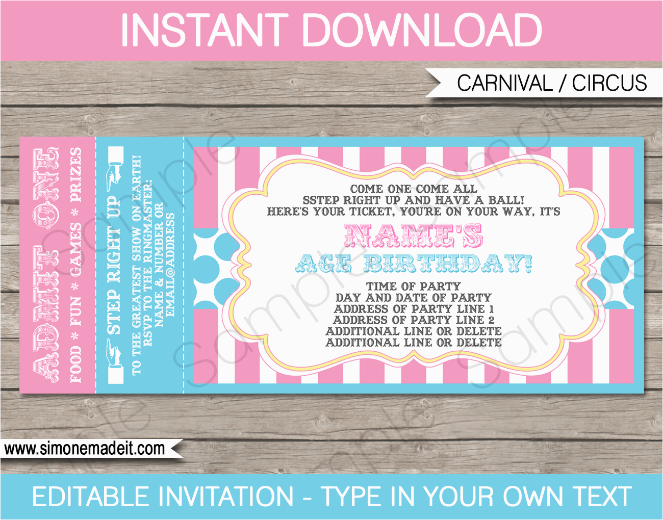 carnival ticket invitations template
