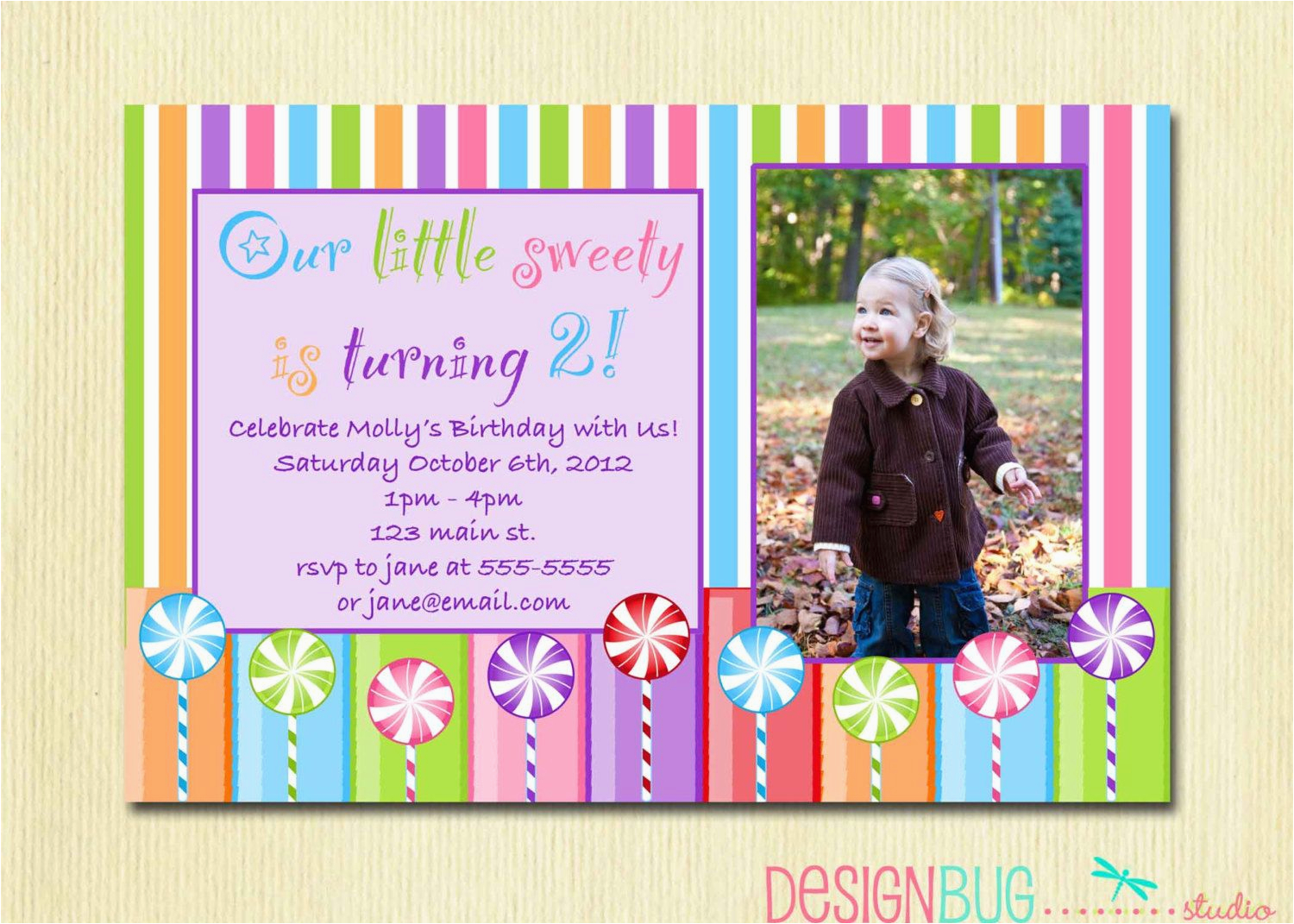 girls lollipop birthday party invitation diy printable