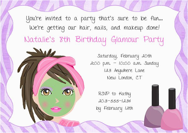Birthday Invitation Write Up Girls Spa Party Invitation Wording Party