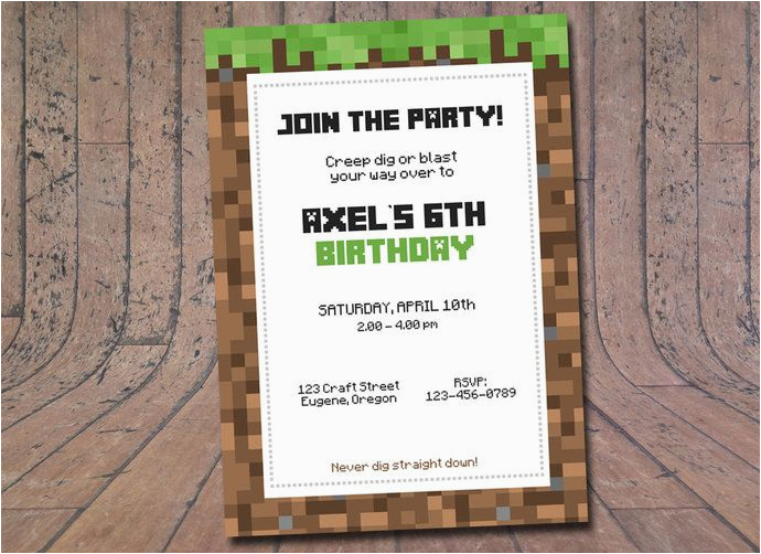 minecraft birthday invitations