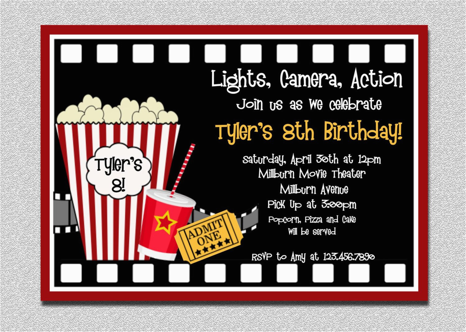 movie birthday invitations movie night