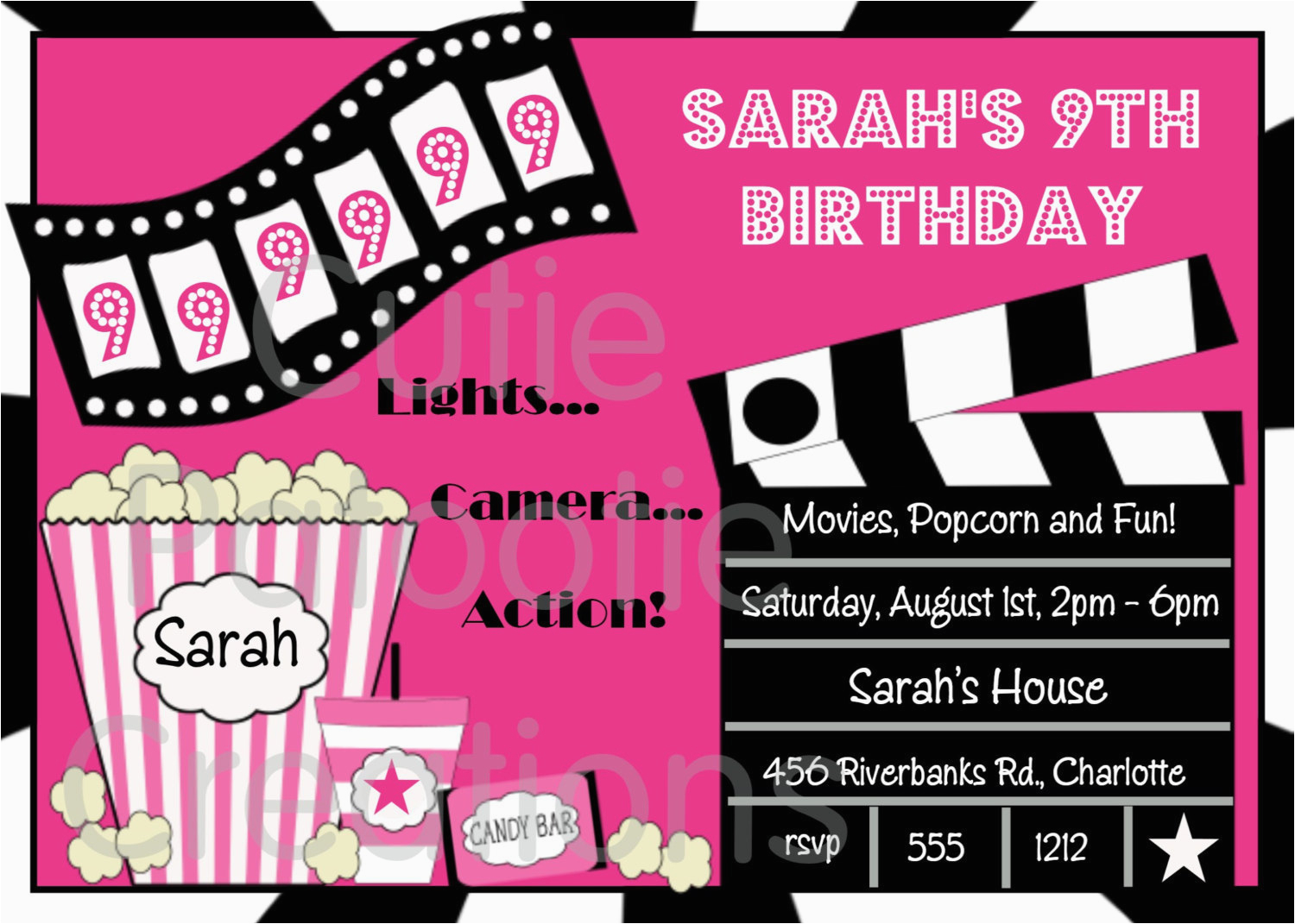movie birthday invitation movie night