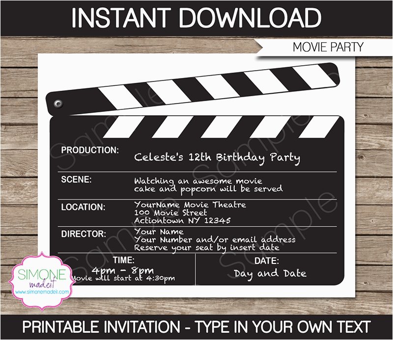 movie night party invitations template