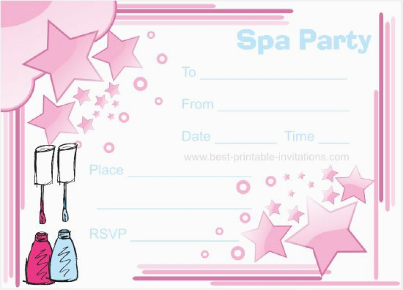 free printable spa party invitation