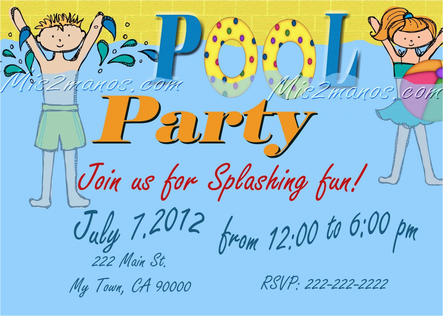 pool party invitations diy custom