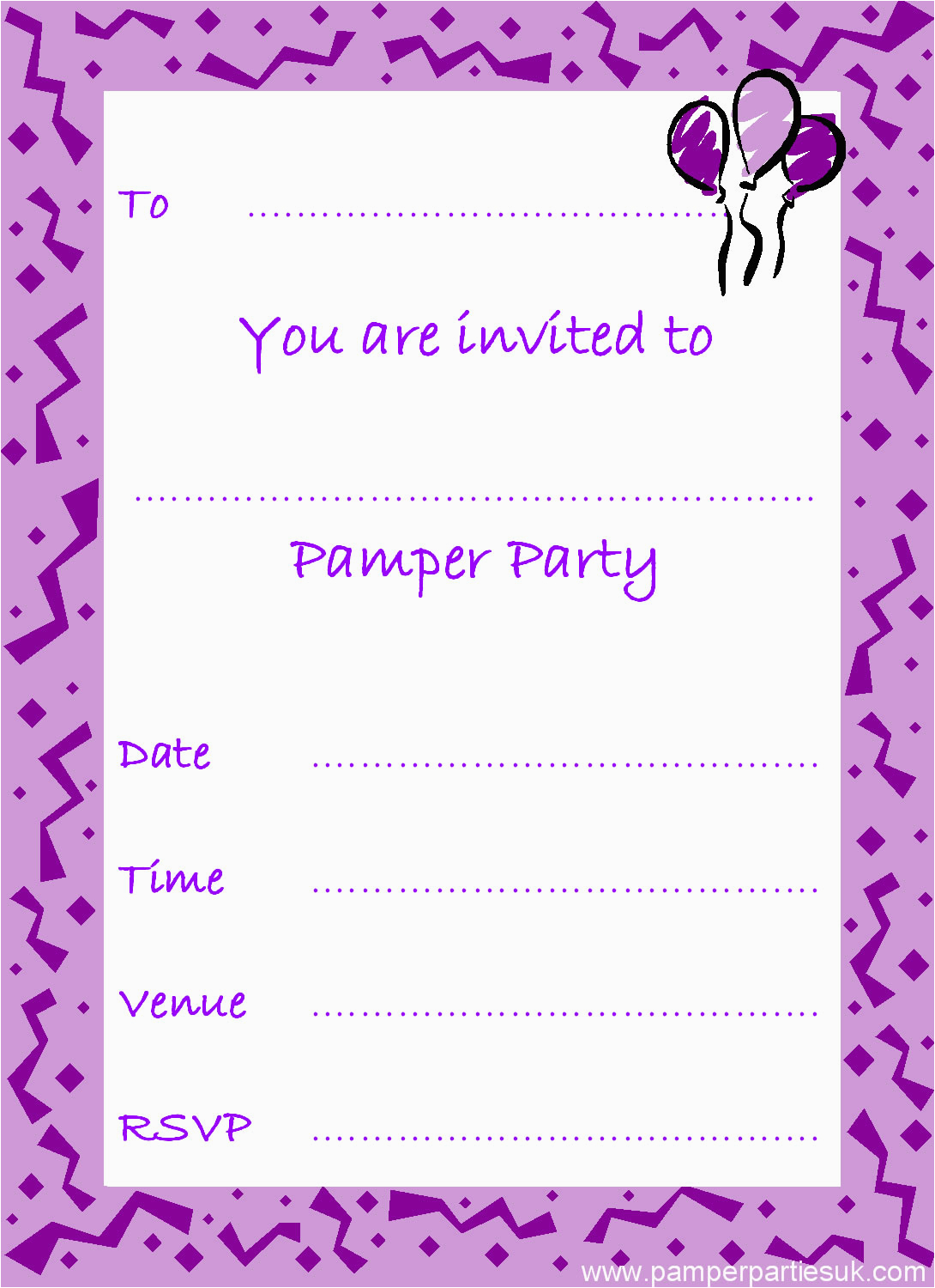 print at home birthday party invitations