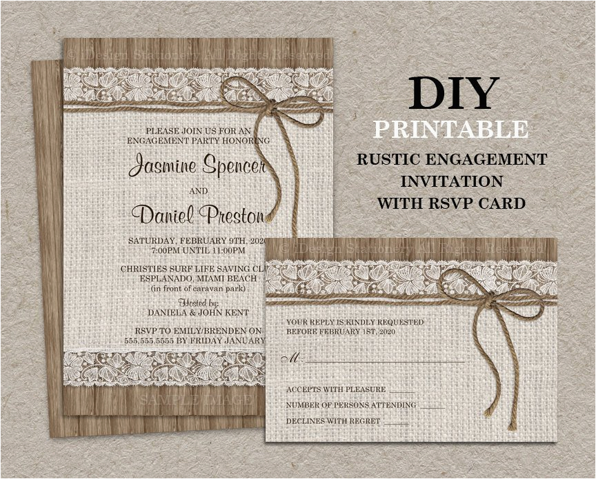rustic engagement party invitation with