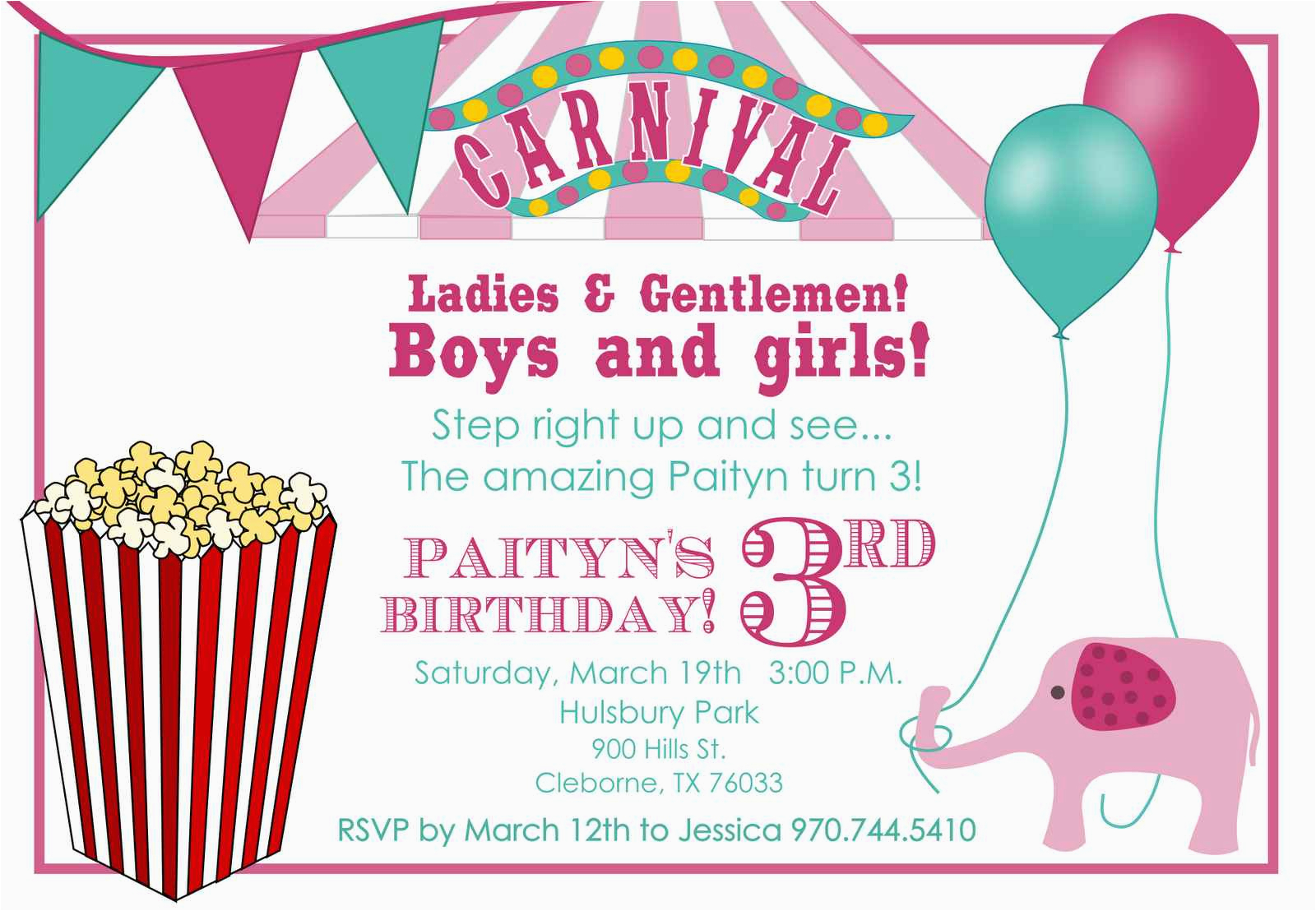 best carnival birthday invitations templates