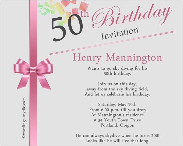 50th birthday invitation wording