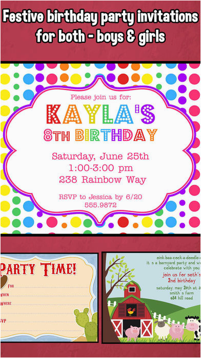 Birthday Party Invitation Apps Happy Birthday Invitations for Kids Party App Download