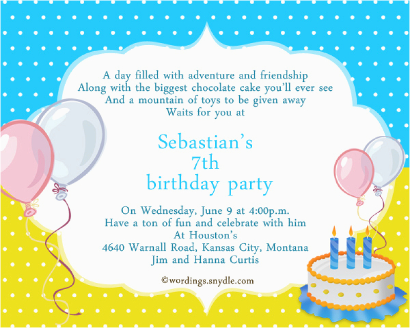 7th birthday invitation