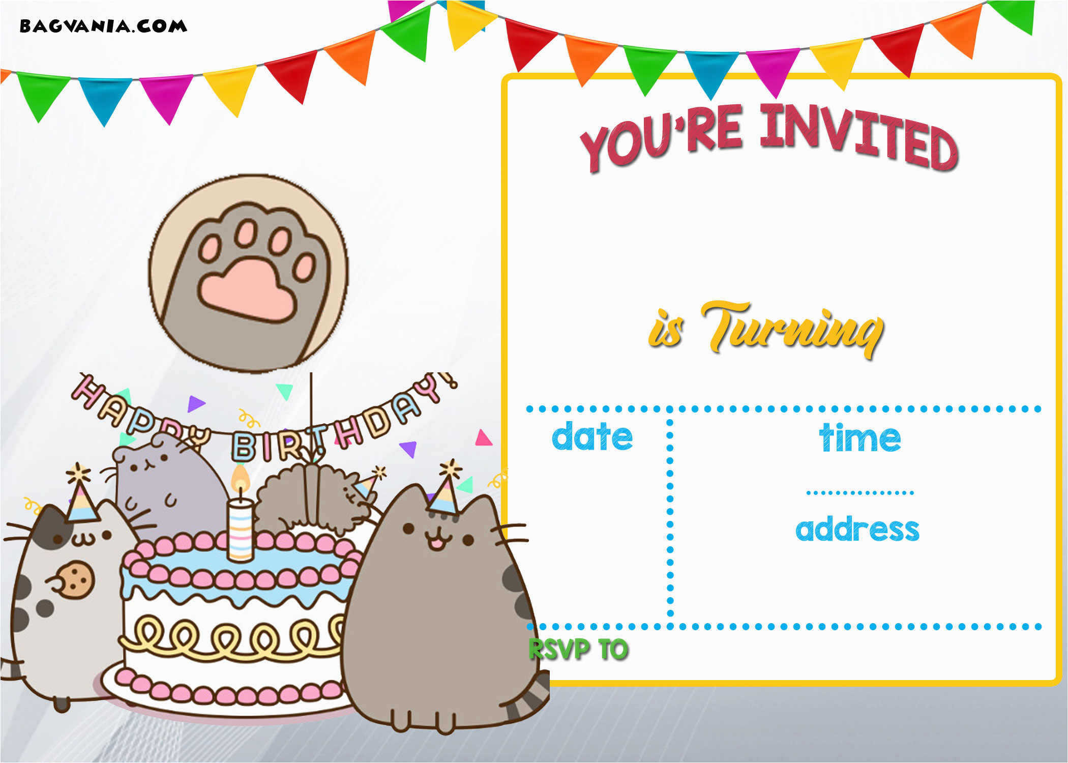free printable pusheen birthday invitation template free