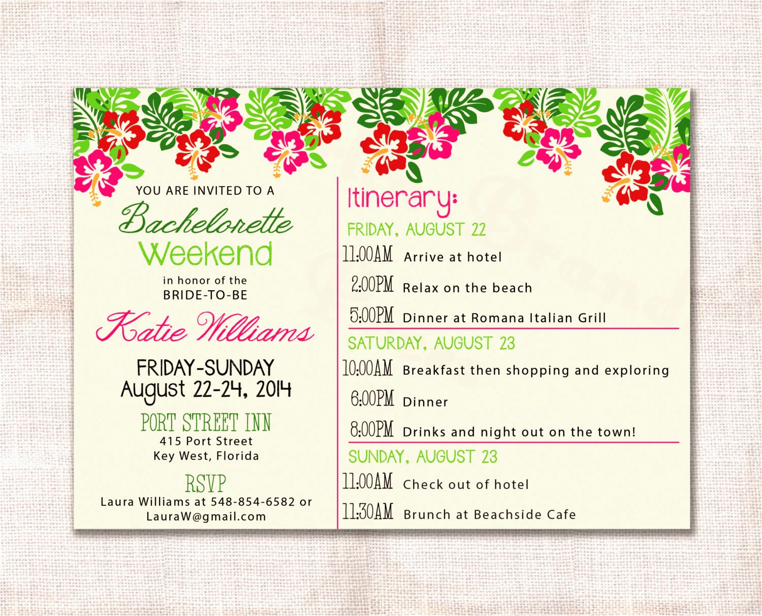 bachelorette itinerary template etsy party weekend invitation and custom printable 5x7