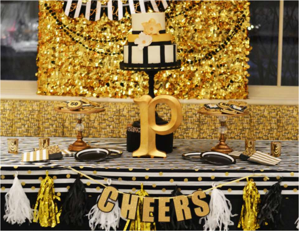 glamorous black and gold 50th birthday party