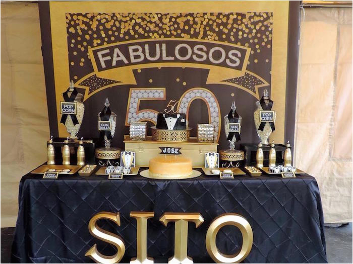 fabulous 50 black gold birthday party