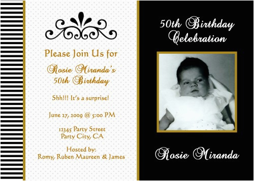 black and white birthday invitations