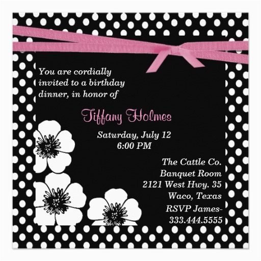 black white polka dot birthday invitation 161874844219854757
