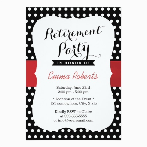 classy black white polka dot retirement party invitation 161970793489054552