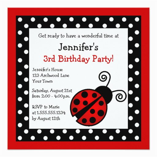 red ladybug birthday black and white polka dots invitation 161414902150042368
