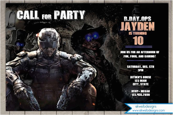 Black Ops Birthday Invitations Call Of Duty Birthday Invitation Black Ops 3 Party