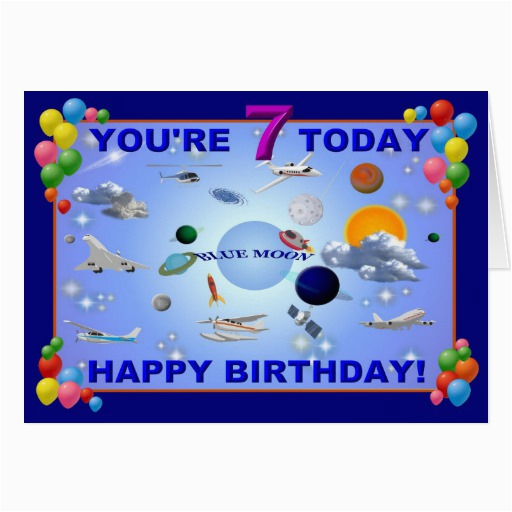 blue moon 7th birthday card zazzle