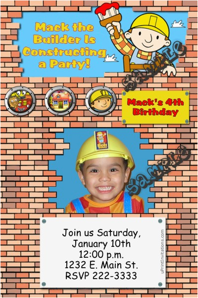 bob the builder birthday invitations