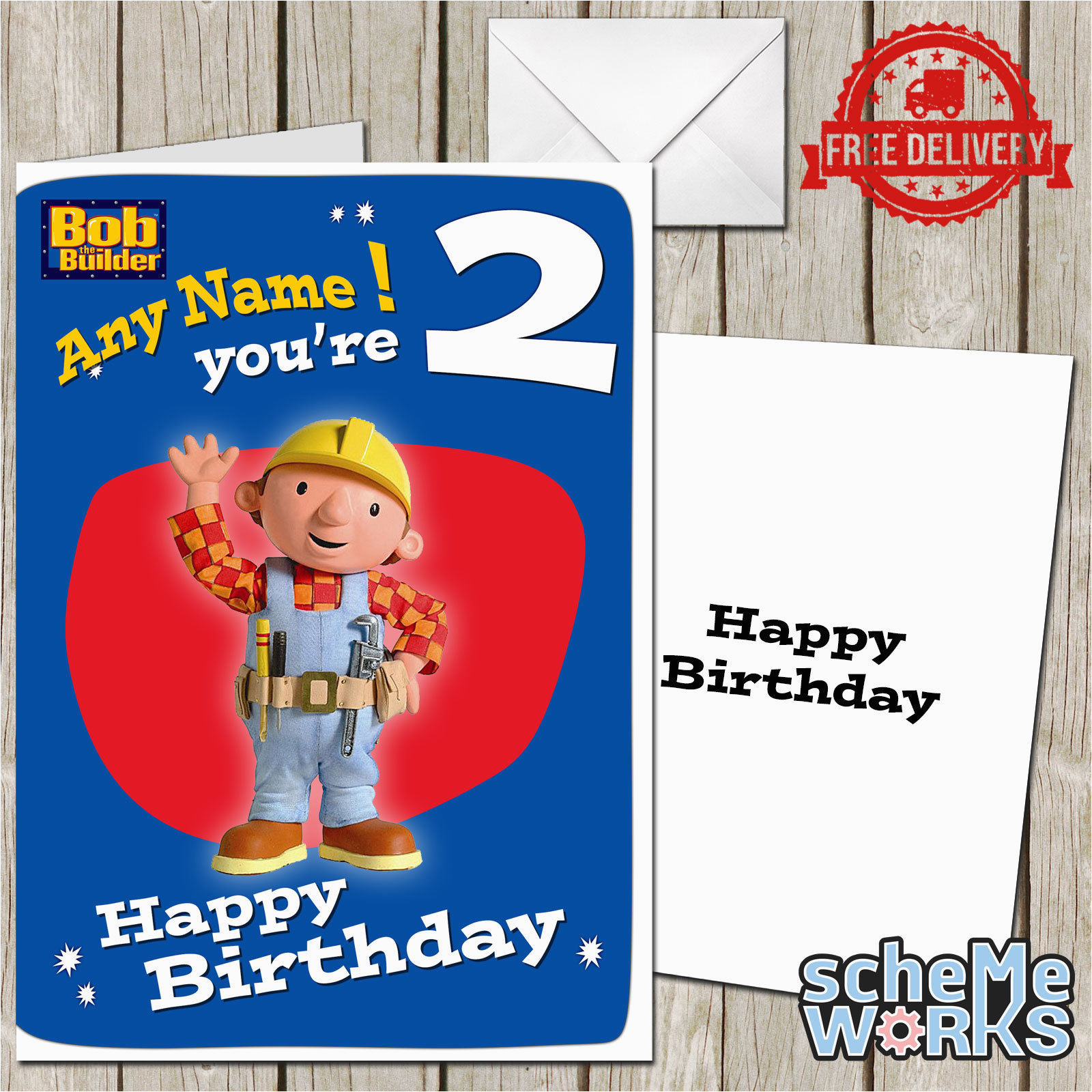 bob the builder personalised greeting birthday card