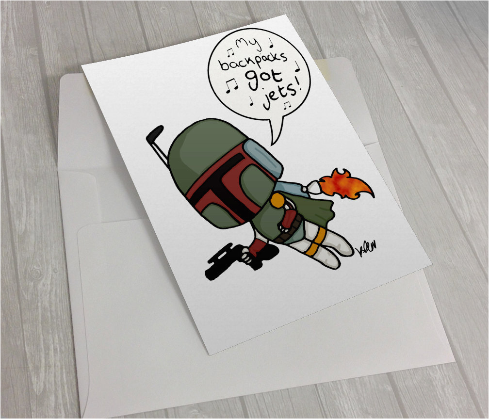 boba fett star wars mc chris art card birthday card just