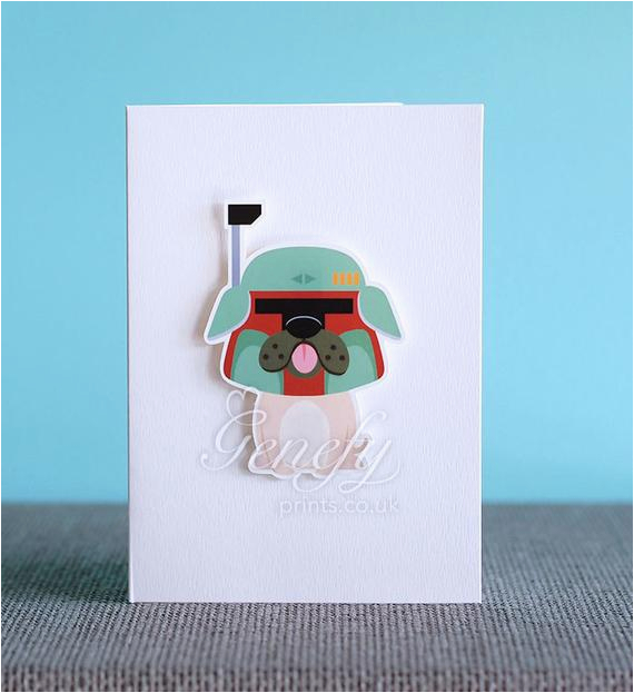 pug star wars boba fett card birthday cards party