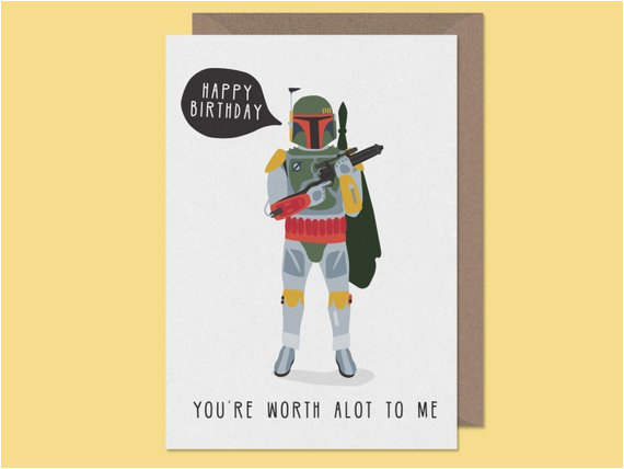 star wars birthday card boba fett cult hero by studioboketto