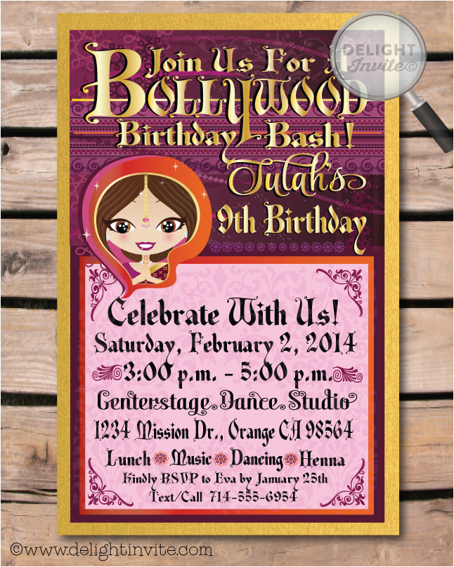 bollywood birthday invitation bollywood birthday