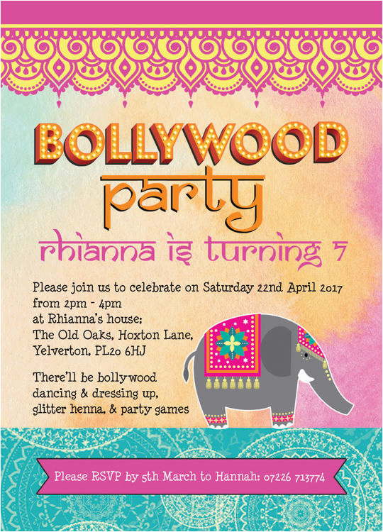 bollywood children 39 s party invitation from 0 80 each