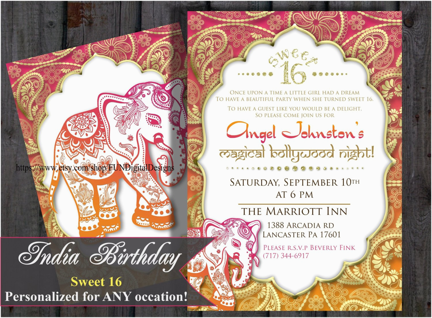 sweet 16 sixteen birthday bollywood invitation indian