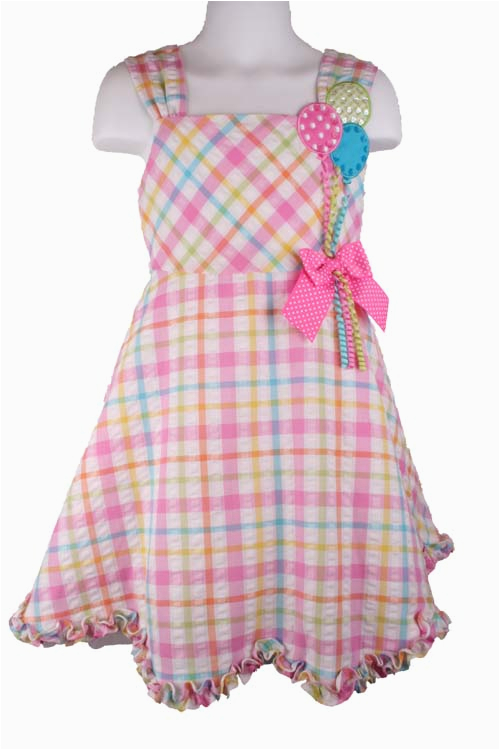 bonnie jean pink gingham balloon birthday dress