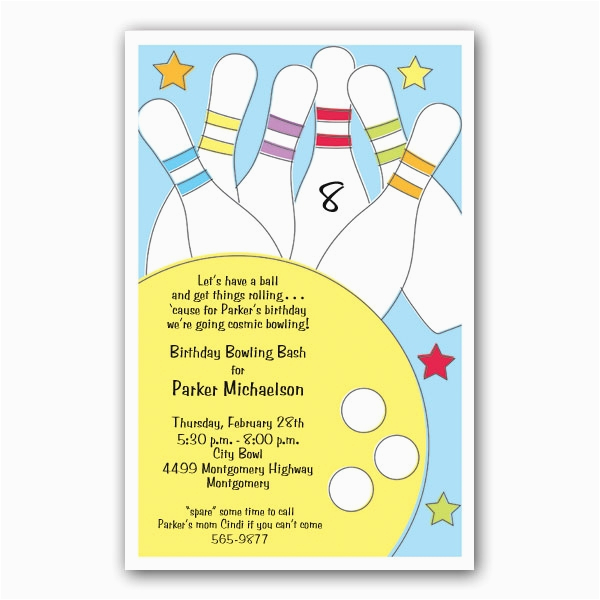 bowling party invitation wording