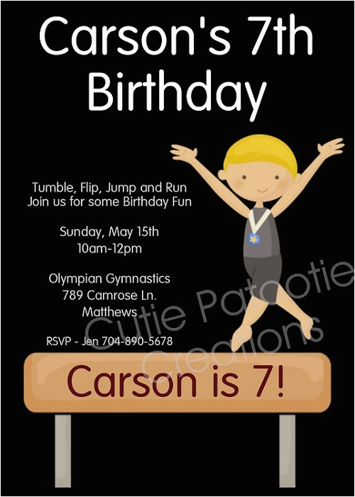 boys gymnastics birthday party invitations or invites printable or printed p 463