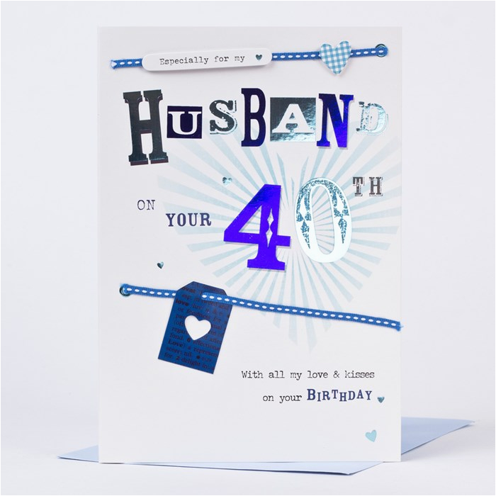 40th birthday card husband blue ribbon only 1 49