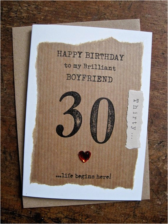 boyfriend 30th 40th 50th 60th birthday card hand stamped