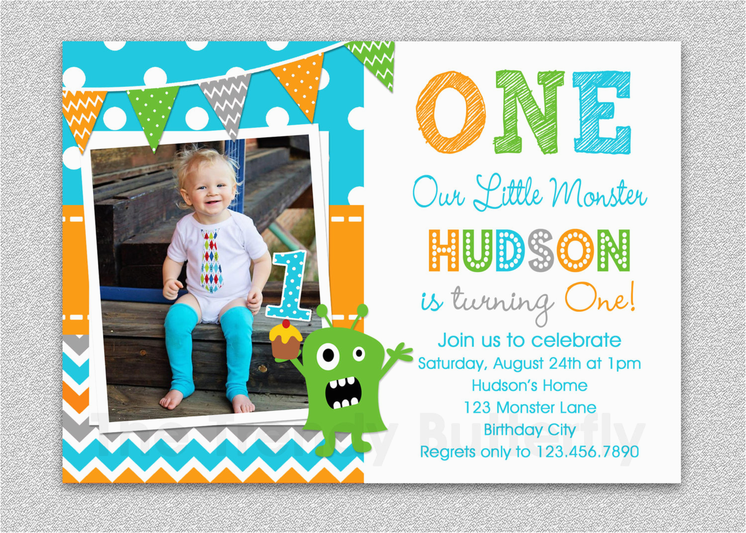 boys 1st birthday invitation monster 1st