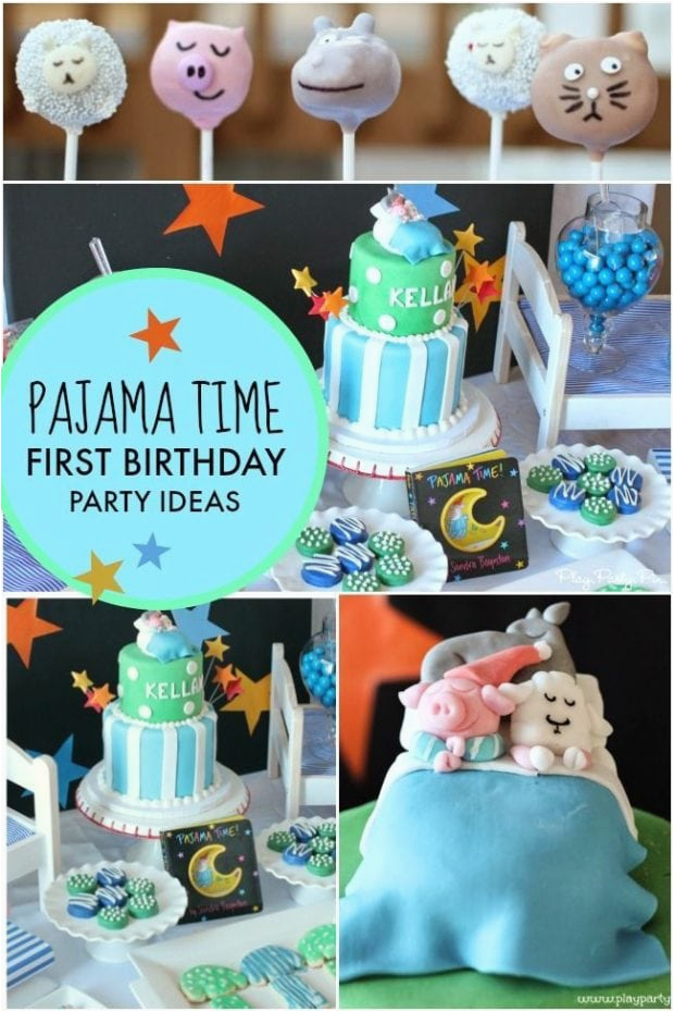 a pajama time boys 1st birthday party